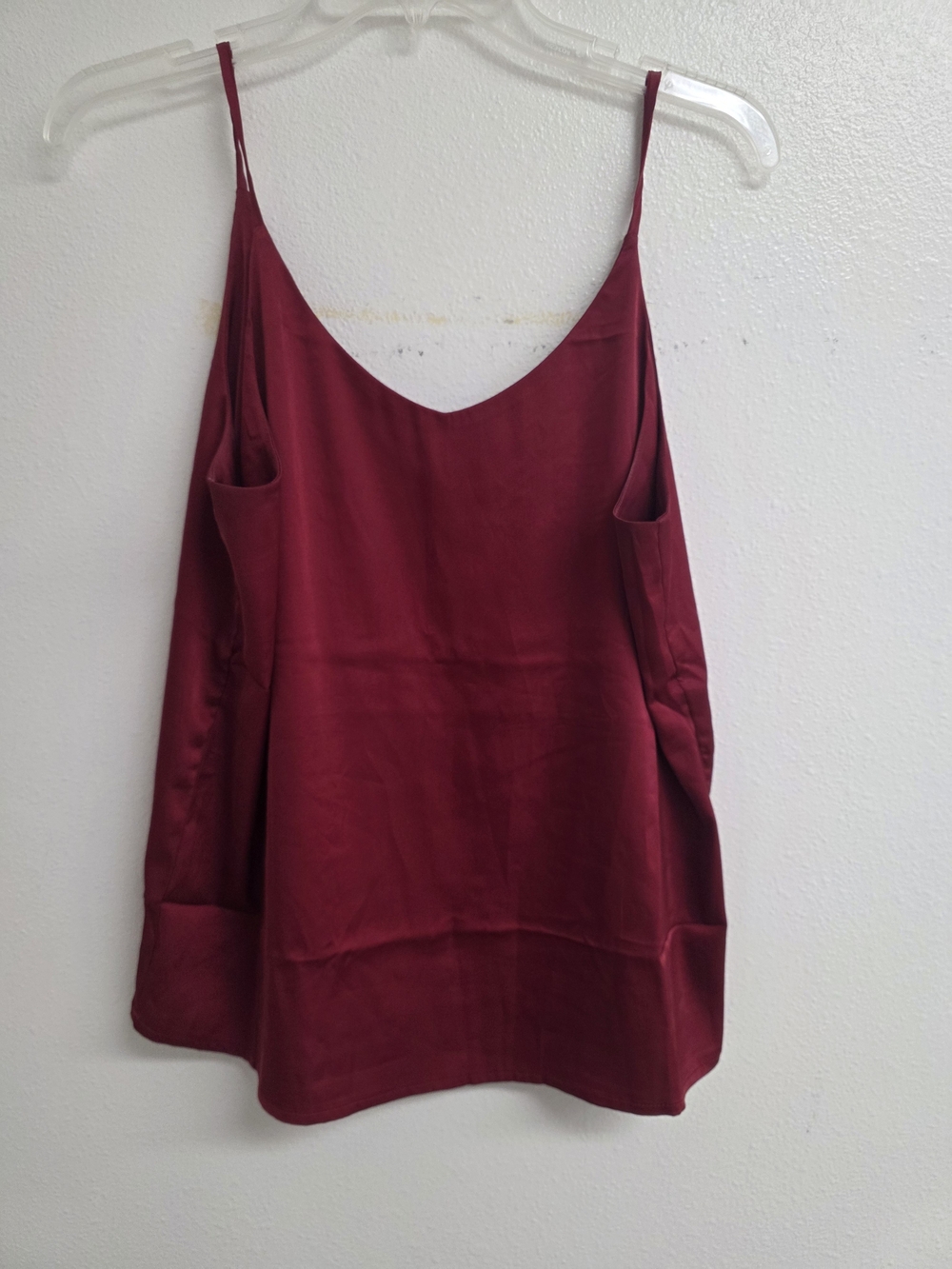 Women's Burgundy Satin V-Neck Spaghetti Strap Cami (0395)